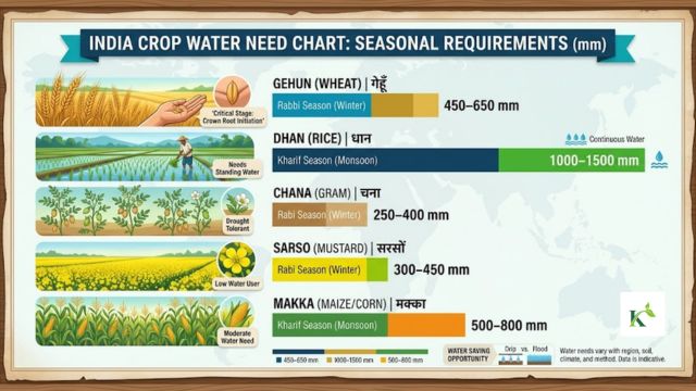 india crop need water chart